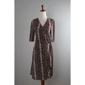 BCBG MAX AZRIA $178 Slinky Stretch Malena Snake True Wrap Dress Size Medium